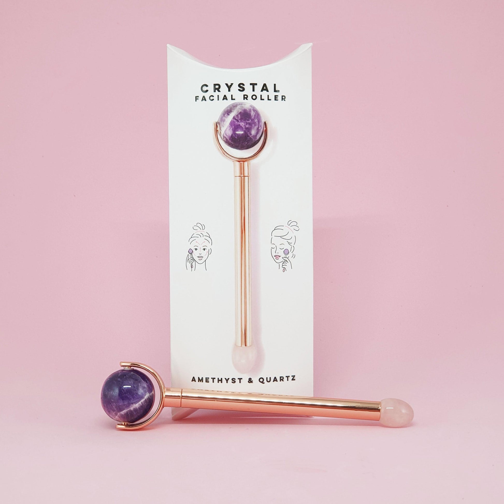 Crystal Facial Roller - Amethyst & Quartz - ooolife